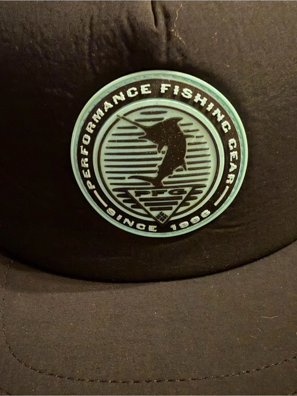 NEW Columbia PFG Black Trucker Hat with Mint Fishing Emblem
